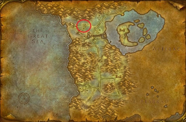 Map of SIlverpine Forest showing the exact location where to farm Rot Hide Gnolls.