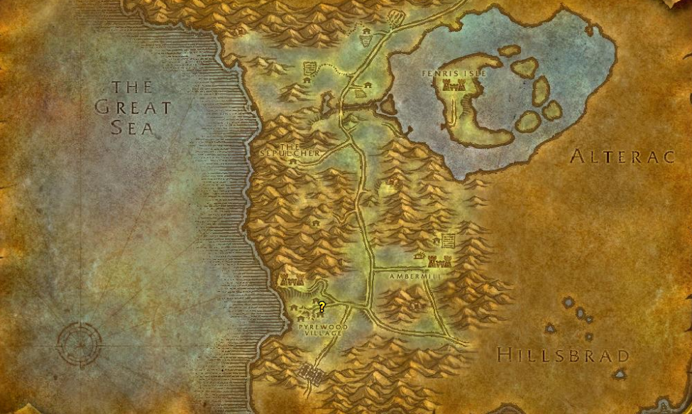 Image of the map in WoW SoD showing the Silverpine zone.