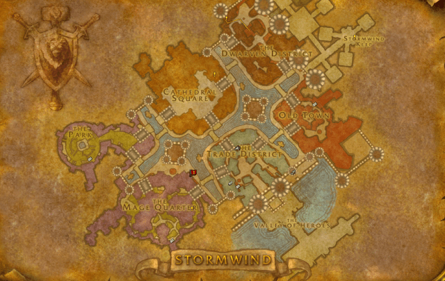 Image of the map of Stormwind in WoW Classic.
