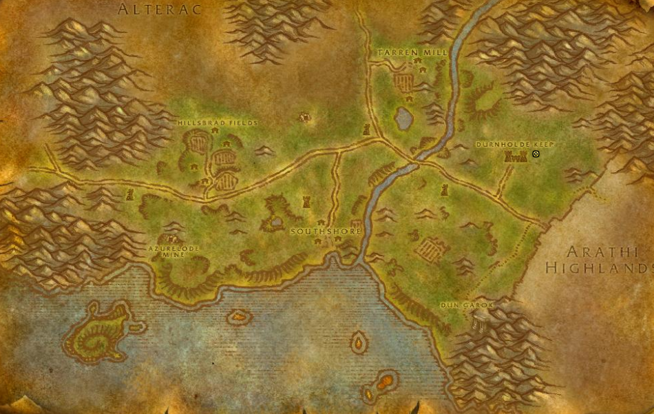 Image of the map to Hillsbrad Foothills in WoW SoD.