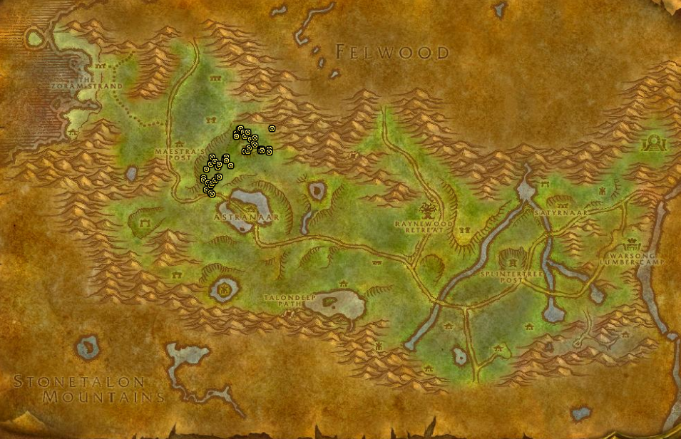 Image of the map of Ashenvale in WoW SoD.