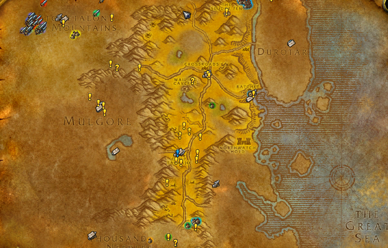 Image of the map in WoW SoD showing the Barrens.