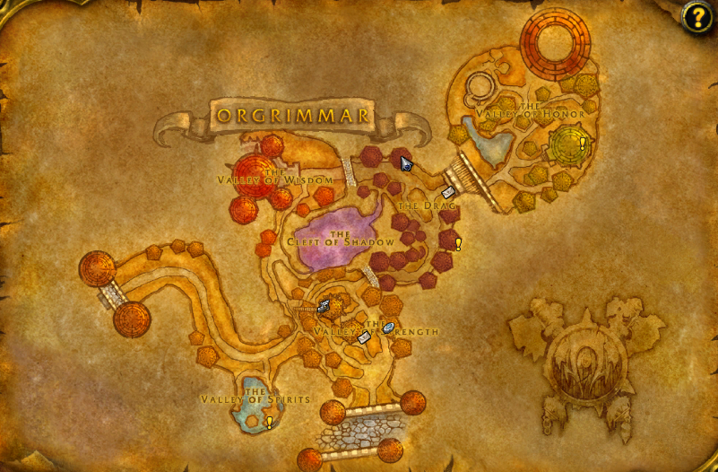 Image of the WoW SoD map showing the Orgrimmar area.