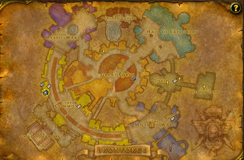 Image of the WoW SoD map showing the Ironforge area.
