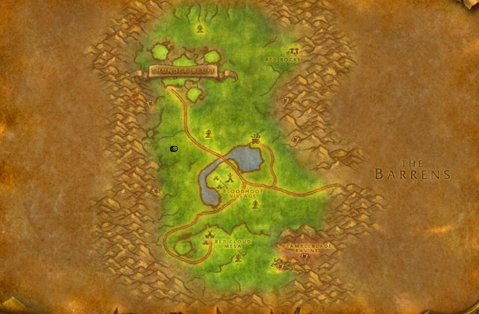 Image of the map in WoW SoD showing the Mulgore region.