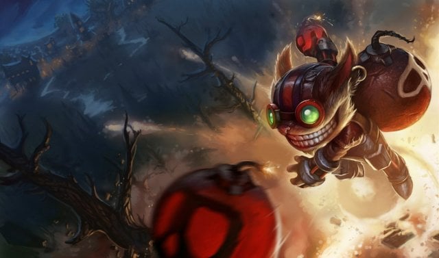 Ziggs throwing a bomb in League of Legends.