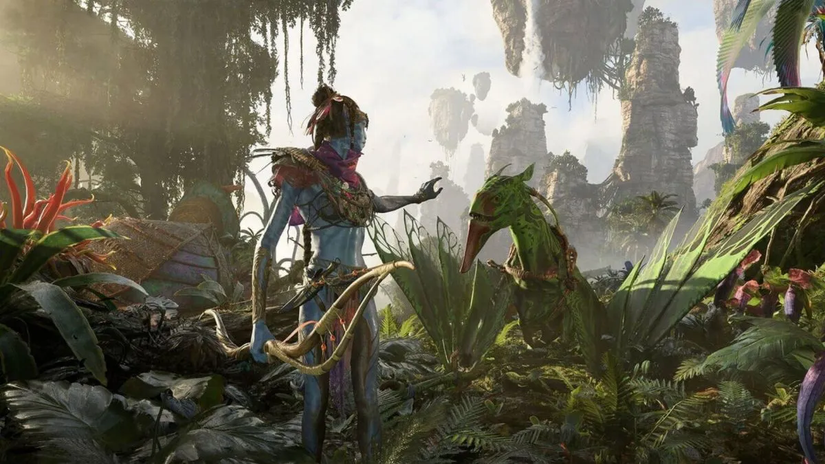 na'vi holding hand out to creature in avatar frontiers of pandora