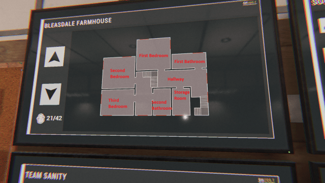 A map of the second floor with the rooms marked.