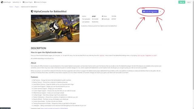 BakkesMod website showing where to download plugins