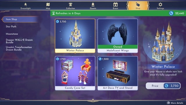 The Premium Shop items in Disney Dreamlight Valley.