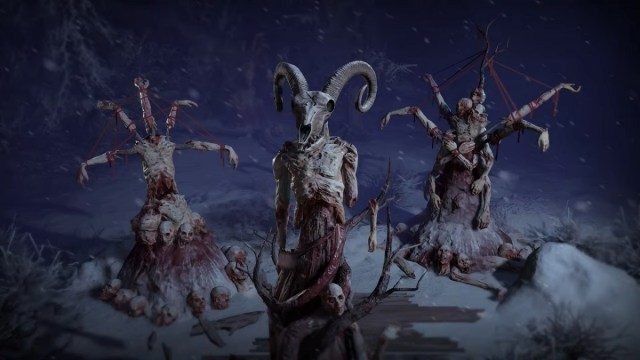 Diablo 4 Midwinter Blight Frigid Husks snowmen made of human remains