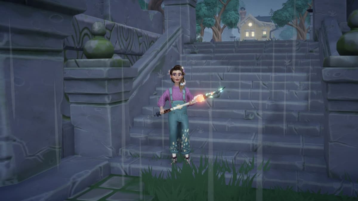 The player holding their shovel and preparing to dig.