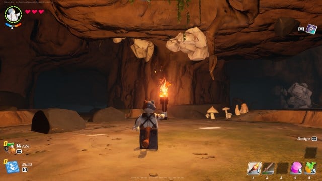 Inside of a Cave in LEGO Fortnite.