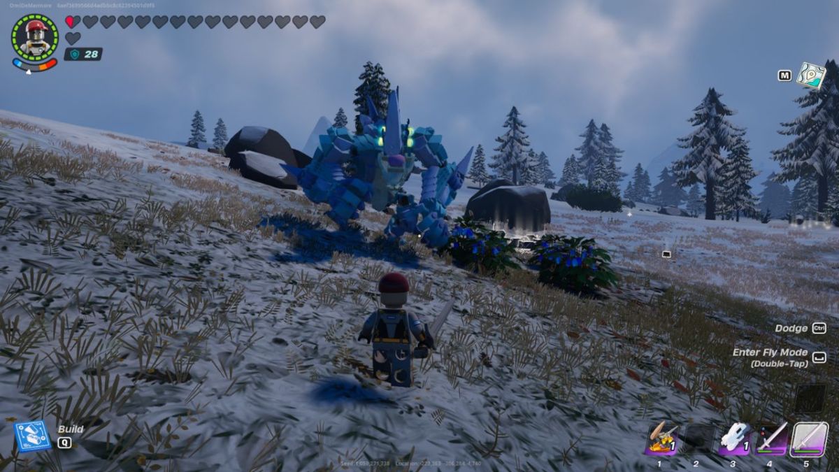 A Frost Brute in the Snow biome in LEGO Fortnite.