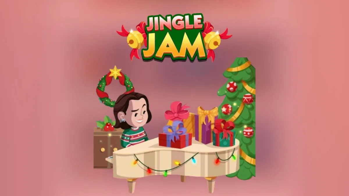 Fortnite's Jingle Jam tournament keyart on a pink background
