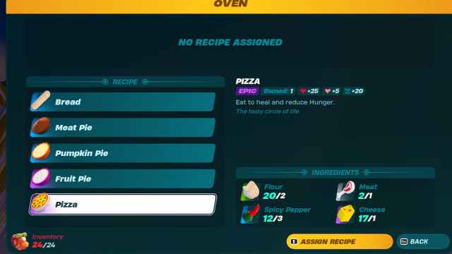 Image showing Pizza recipe in LEGO Fortnite