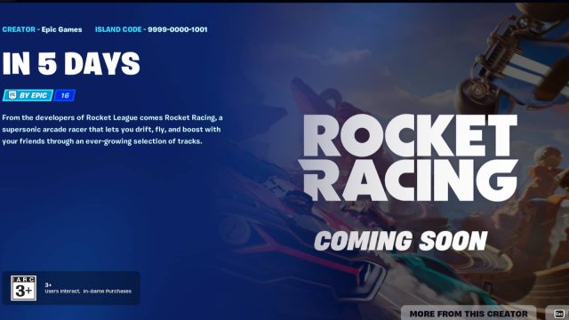 Image showing Rocket Racing creative experience in Fortnite