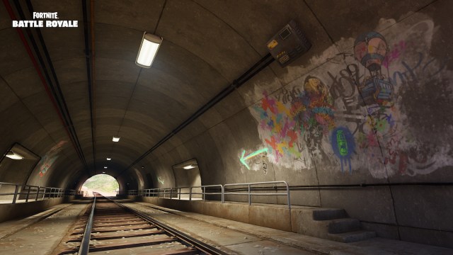 An underground train road in fortnite