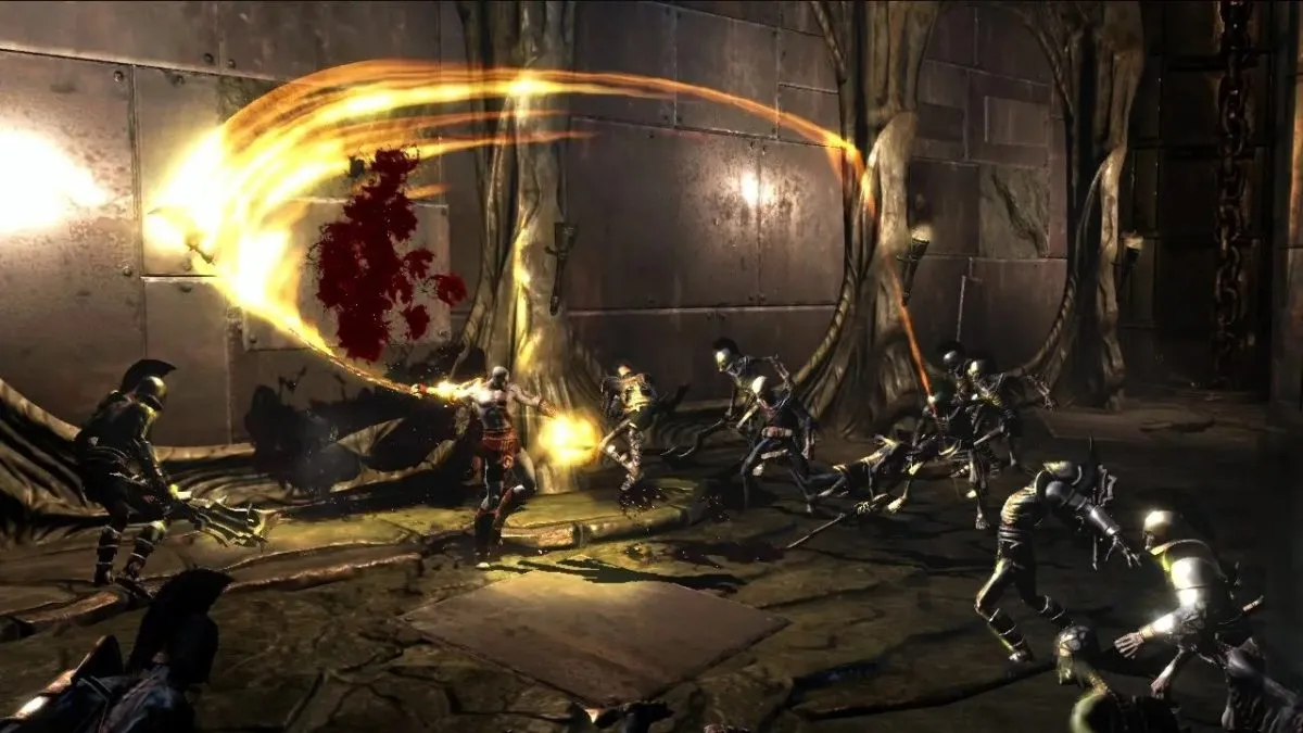 Kratos killing enemies in God of War 3