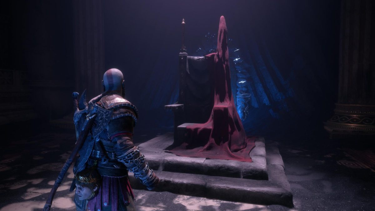 kratos looking at thrown in god of war ragnarok valhalla dlc