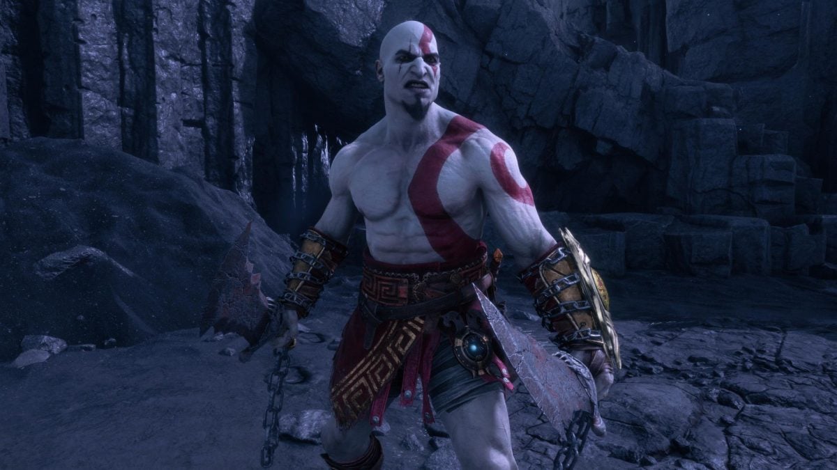young kratos looking angry in god of war valhalla dlc