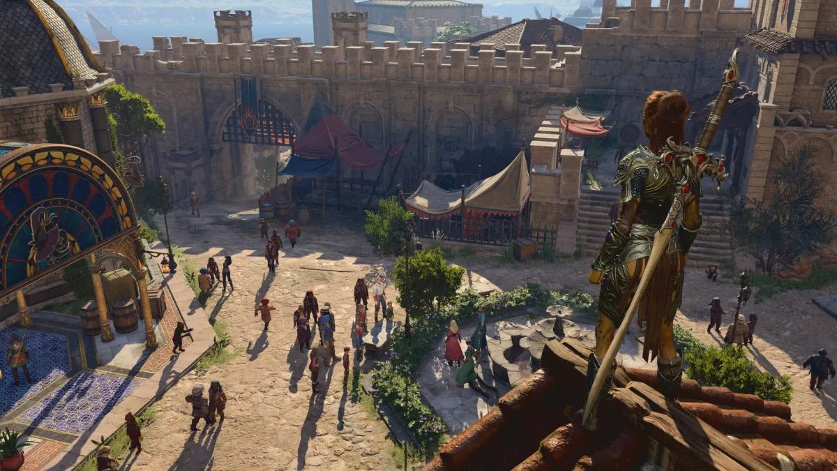 player overlooking town in baldur's gate 3
