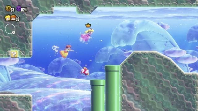 mario characters swiming in super mario wonder