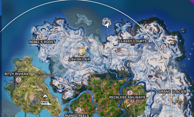 A screenshot of the map in Fortnite showing Sgt. Winter's location.
