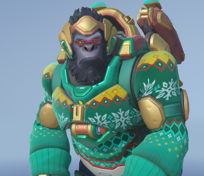 Ugly Sweater Winston skin in Overwatch 2.