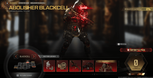 The Abolisher BlackCell skin in MW3, along with the other BlackCell-exclusive rewards in season one.