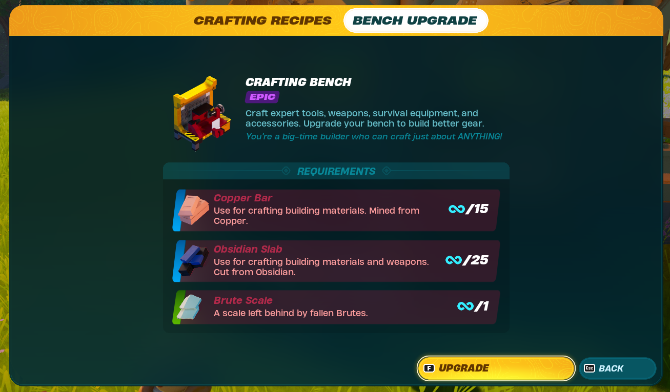 How to upgrade Crafting Bench to Epic tier in LEGO Fortnite - Dot Esports