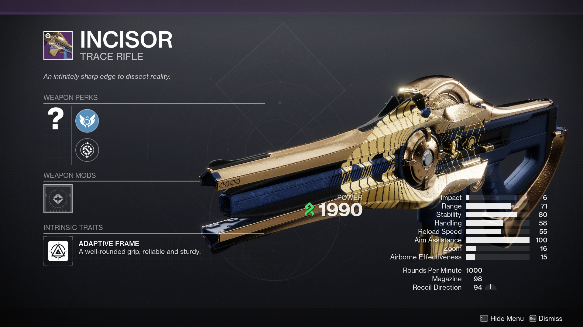 Incisor god roll and best perks in Destiny 2