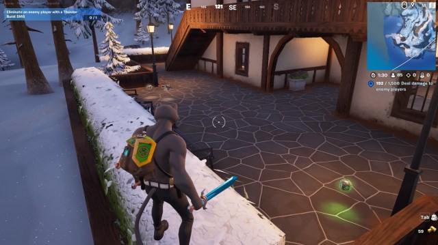 The outside section of Krampus' house in Fortnite.