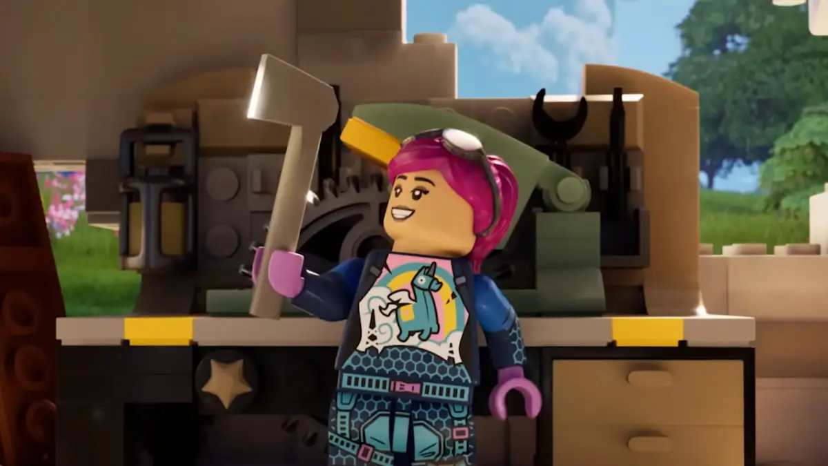 LEGO Fortnite character holding an axe.