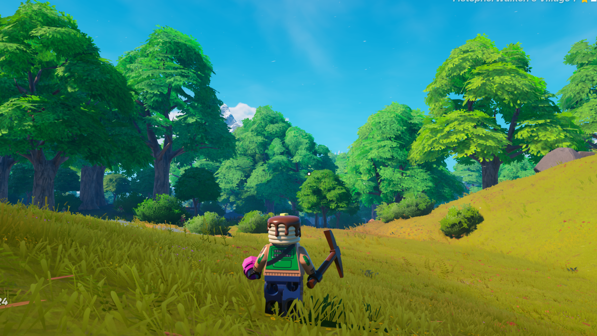 A forest ahead of the player in LEGO Fortnite