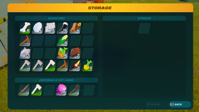 Garden Plot menu showing inventory in LEGO Fortnite.