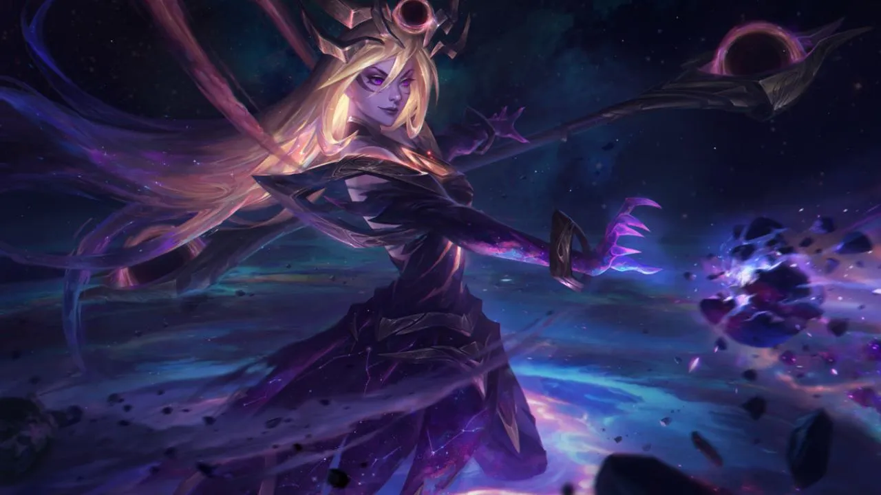 Lux in her Dark Cosmic Skin in League of Legends