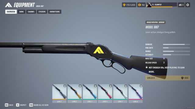 Model 1887 weapon overview screen in THE FINALS