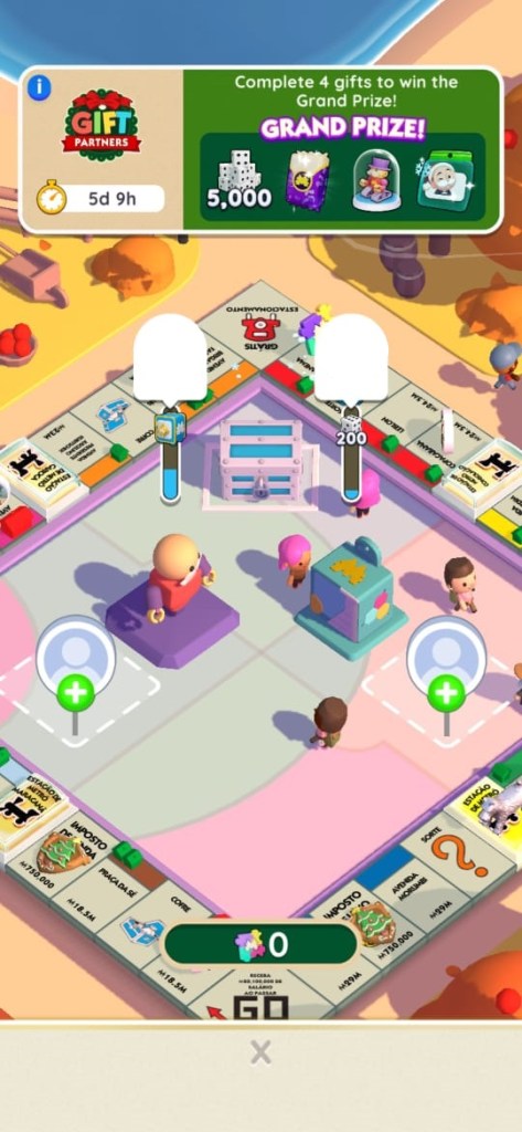 A screenshot of Monopoly GO's board during the Gift Partners event