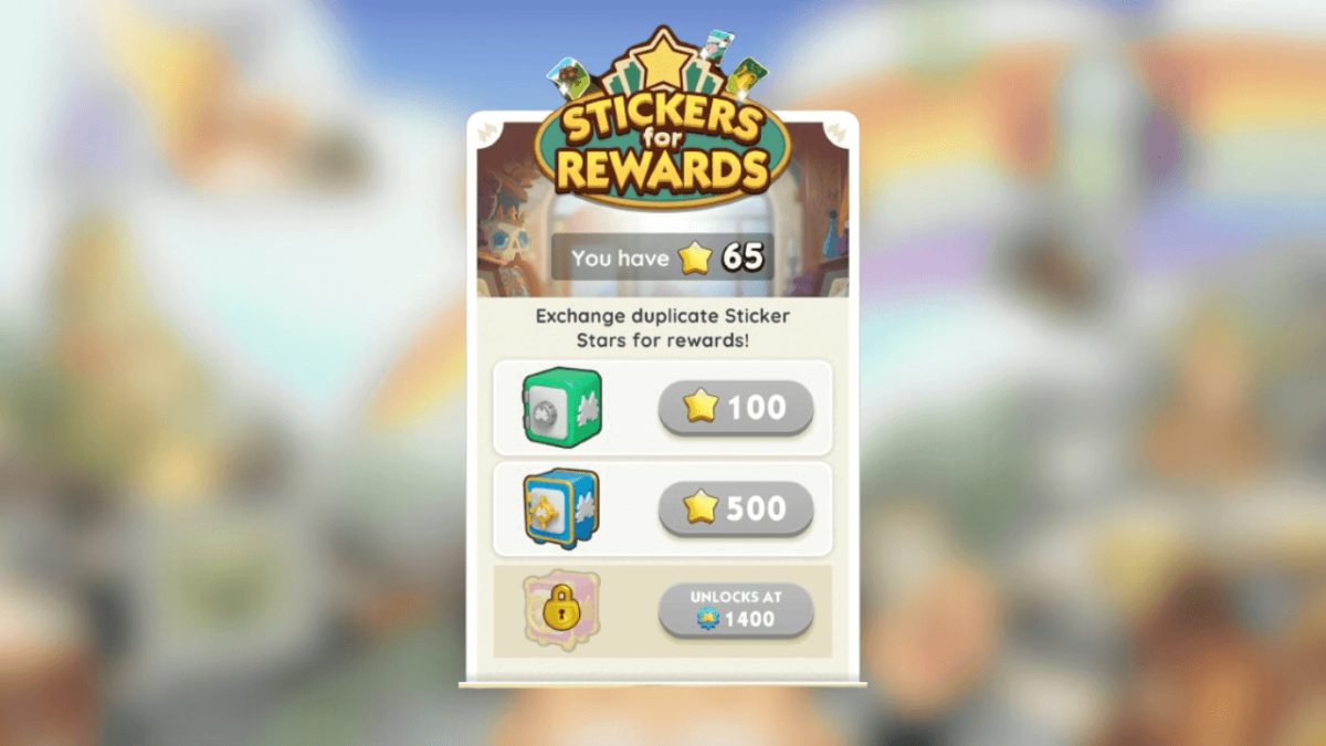 Monopoly GO's Sticker for Rewards menu screenshot