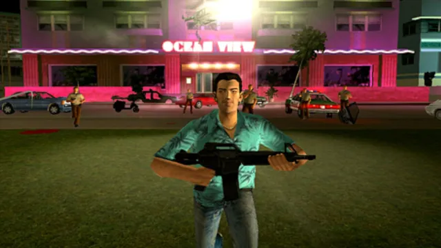 tommy vercetti with a gun in gta vice city