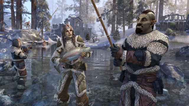ESO players fishing in the snow.
