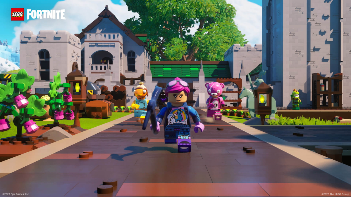 LEGO Fortnite players running toward the camera