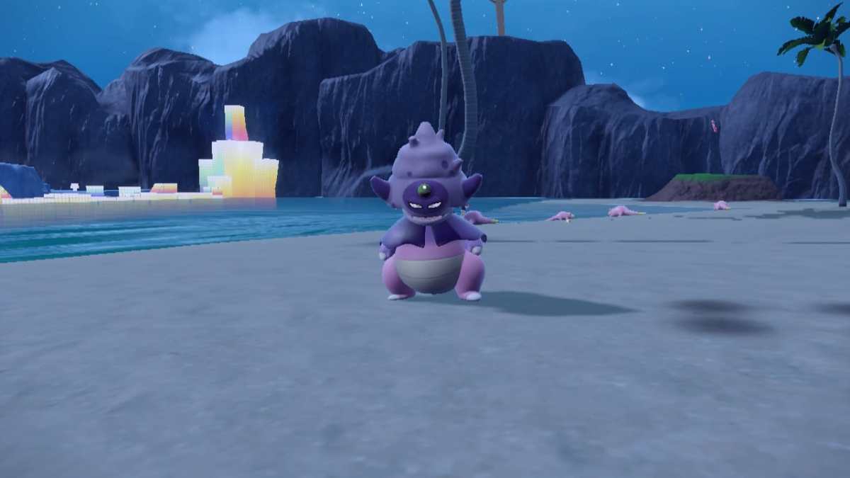 A screenshot of Galarian Slowking just after evolving in Pokémon Scarlet and Violet