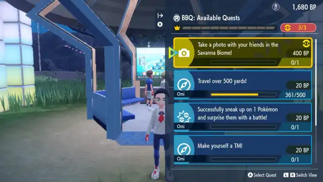 A Pokémon SV The Indigo Disk screenshot showing a golden group quest.