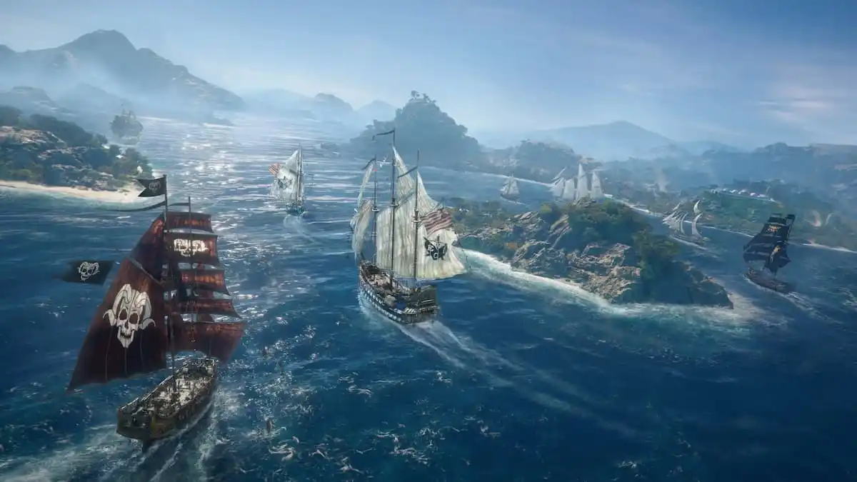 Two ships on the ocean set sail in Skull and Bones.