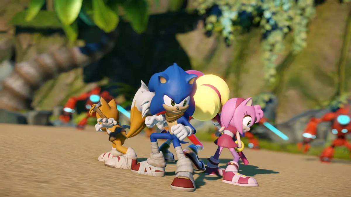 Sonic Boom Wii U Tails Knuckles Amy standing back to back