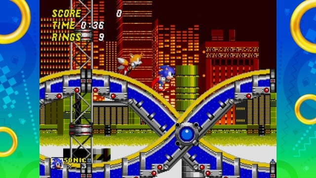 Sonic 2 Tails running through Chemical Plant Zone