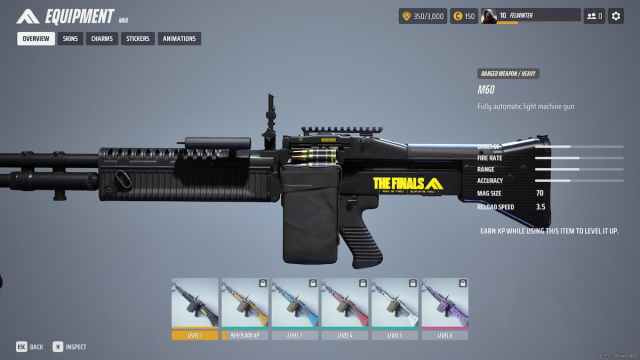 M60 weapon overview screen in THE FINALS