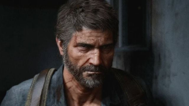 close up of joel miller in the last of us